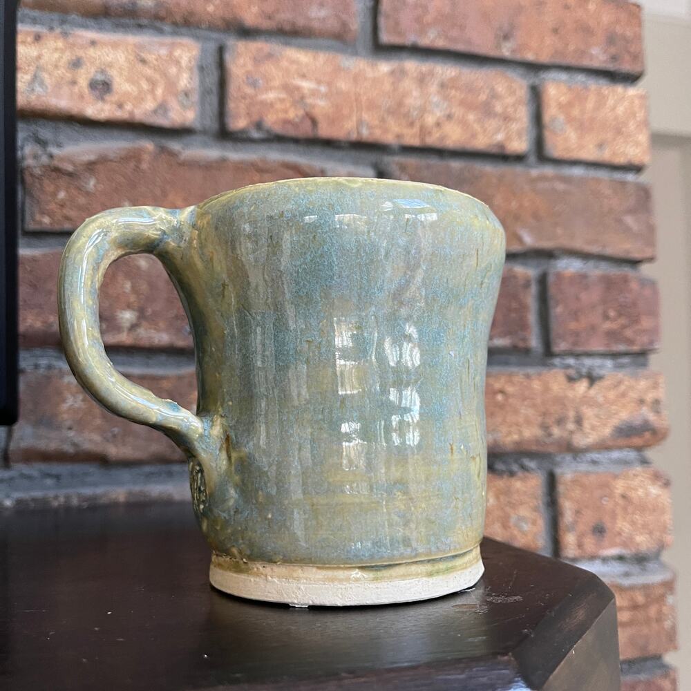 AB Pottery Light Green Beige Coffee Tea Mug Handmade Kitchen Contemporary Boho